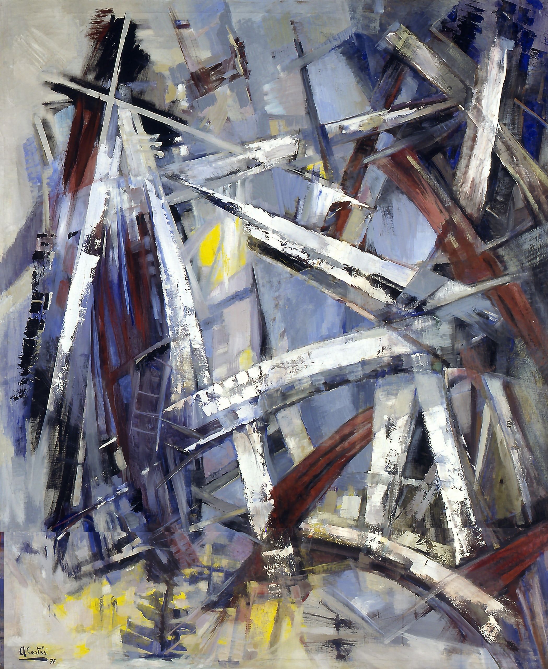 <i>Generación del 40</i> - <b>"Construcción"</b> | 1977 | Ana Cortés | Chilena - 1895 – 1998 | Óleo sobre tela