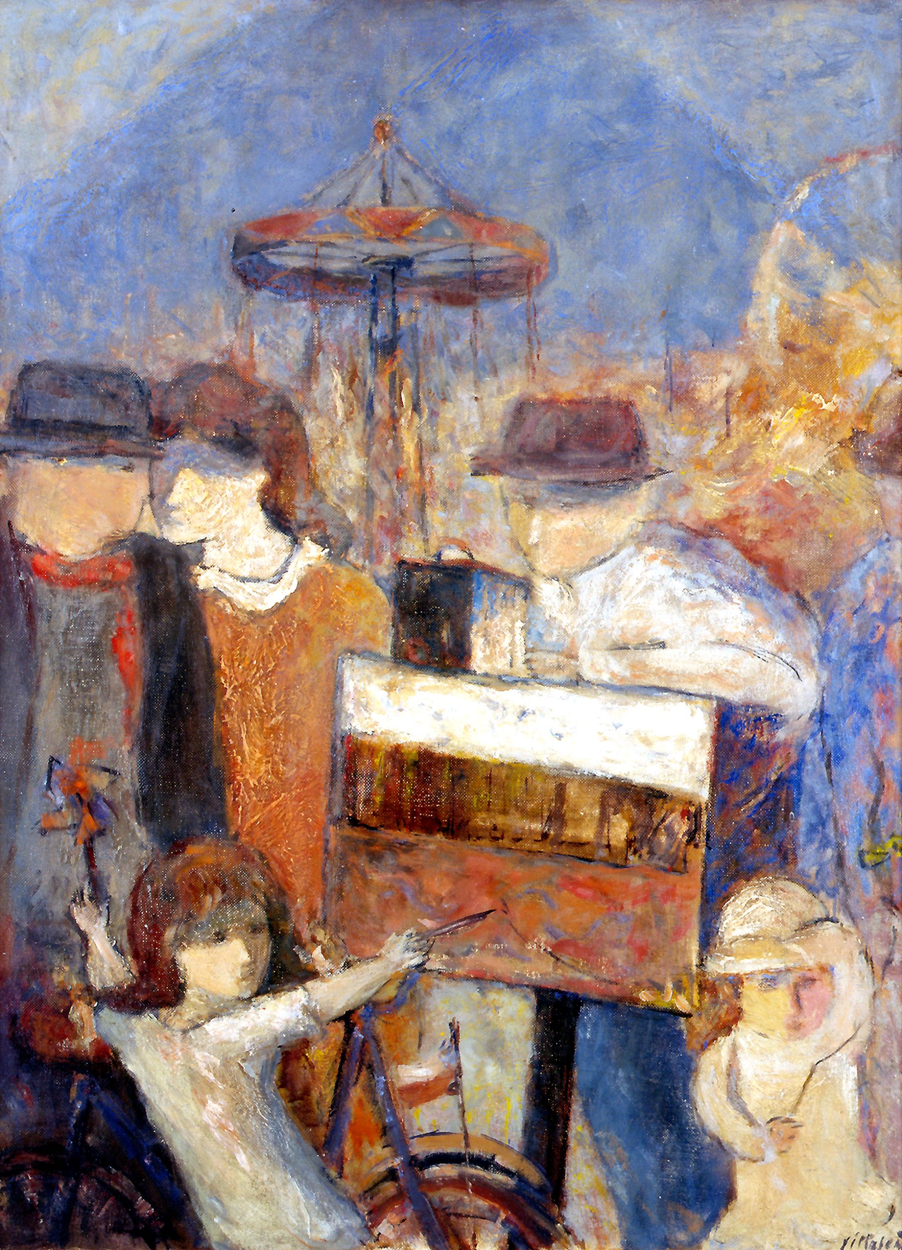 <i>Generación del 40</i> - <b>"El organillero"</b> | S/D | Reinaldo Villaseñor | Chileno - 1925 – 1994 | Óleo sobre tela