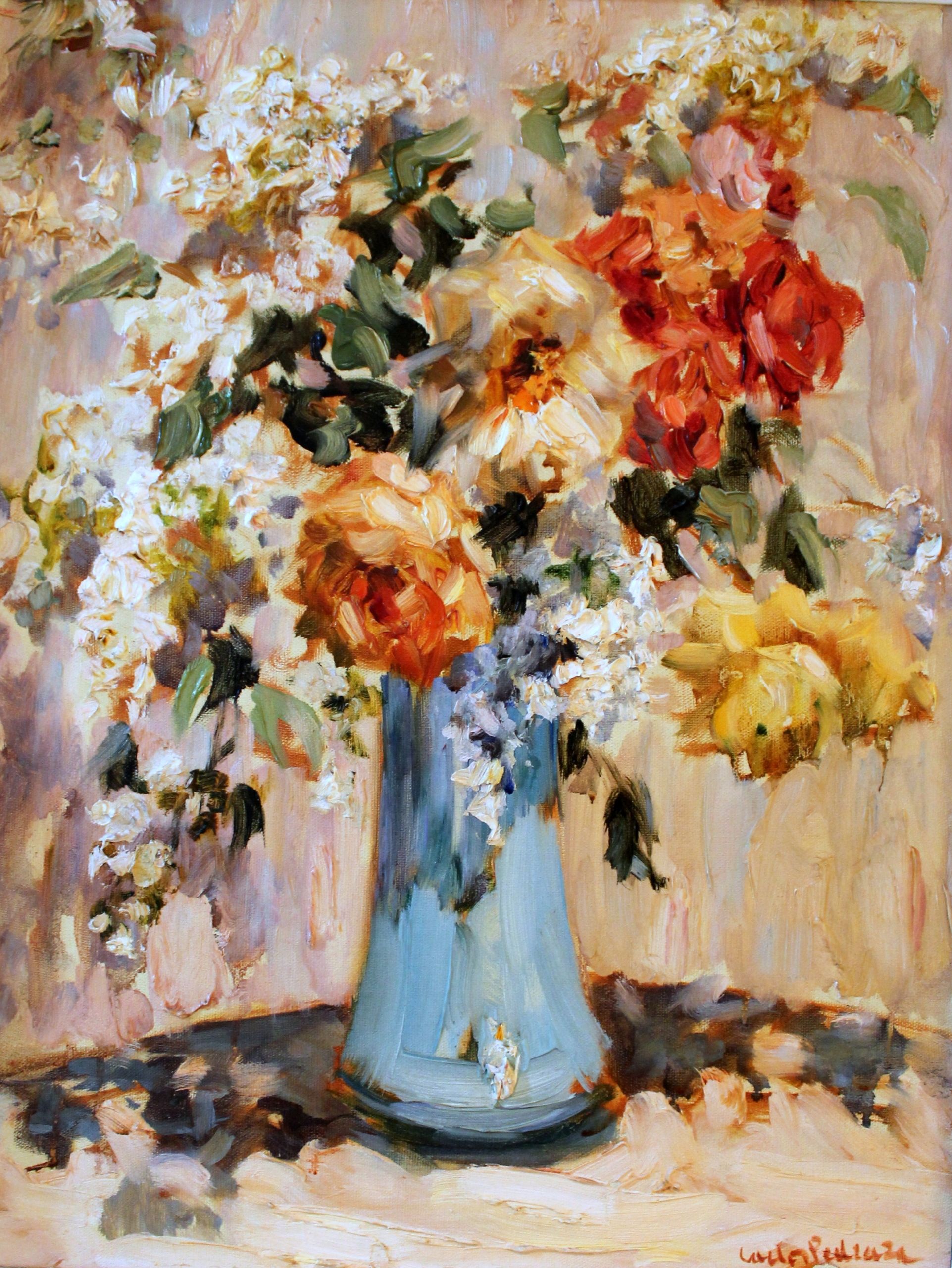 <i>Generación del 40</i> - <b>"Flores"</b> | 1967 | Carlos Pedraza | Chileno - 1913 – 2000 | Óleo sobre tela