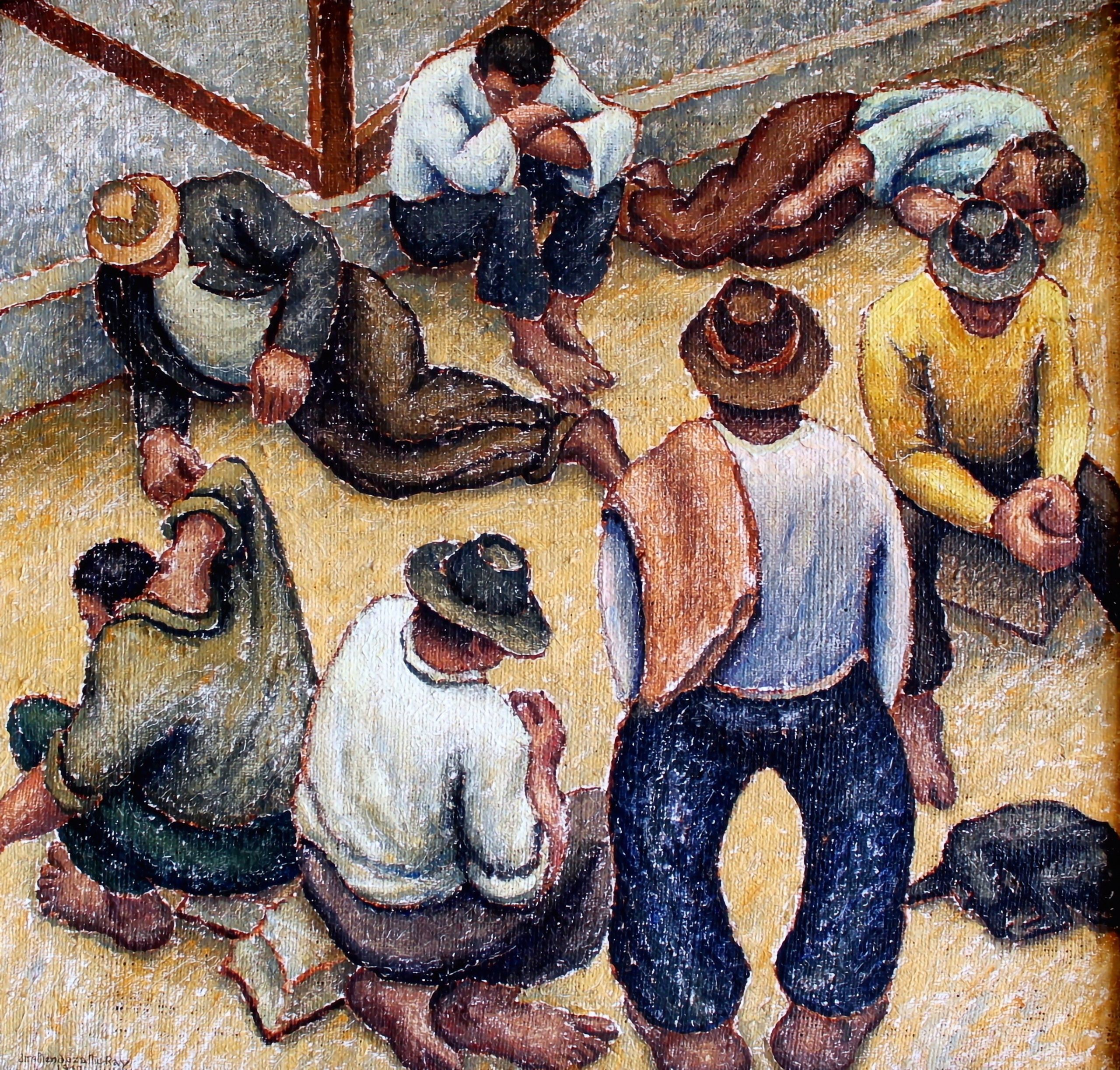 <i>Generación Porteña </i> - <b>"Los patipelados"</b> | S/D | Jim Mendoza | Chileno - 1905 – 1963 | Óleo sobre tela