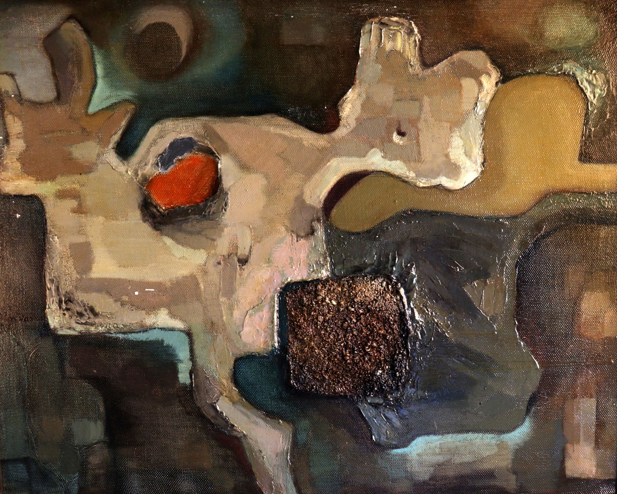 <i>Hacia la modernidad</i> - <b>"Paisaje lunar"</b> | S/D | Olga Doñas | Chilena 1926 - 2007 | Óleo, tierra y arena sobre tela